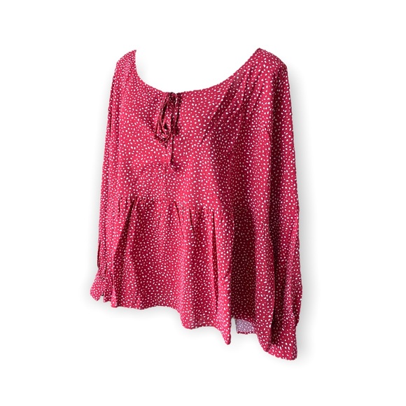 Ava & Viv Women’s Plus Red Long Sleeve Front Tie Blouse 3X NWOT - Picture 5 of 7